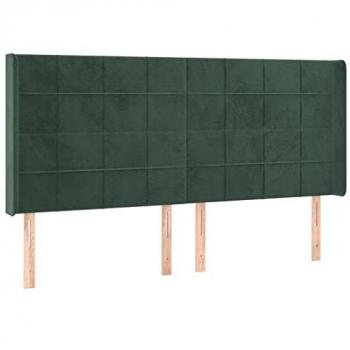 Cabecero con Orejas de Tela Verde Oscuro 163x16x118/128 cm