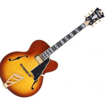 D'Angelico D'Angelico Excel EXL1 Dark Iced Tea Burst guitare hollow body avec étui Deluxe