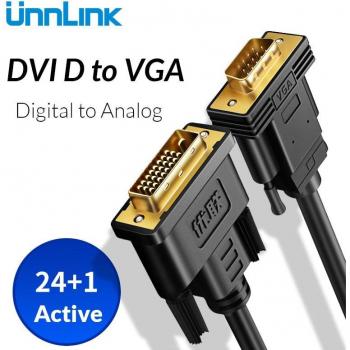 Unnlink Aktiver DVI-D zu VGA Kabeladapter FHD1080P @ 60 für Computer und Projektoren