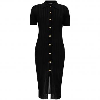 Versace Vestito In Maglia A Costine Nero Taglia 42
