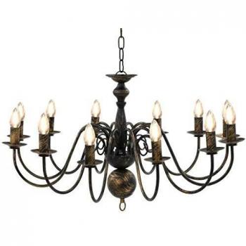 Sonata Antique Black Chandelier, 12 x E14 Bulbs, vidaXL
