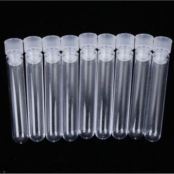 10PCS 13mm x 75ml Clear Plastic Test Tubes with Caps