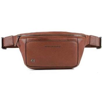 Piquadro Black Square Leather Crossbody Bag 31 cm