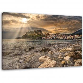Beachside Town Canvas Print 60x40 Beige