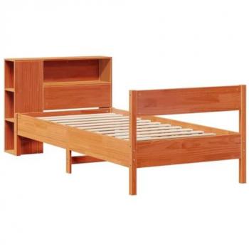 Bookcase Bed Wax Brown 75x190 cm Small Single Solid Wood Pine