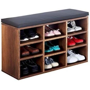 RICOO WM035-EC-A Flur-Schuhregal 79x49x30 cm – Sitzkissen & Stauraum