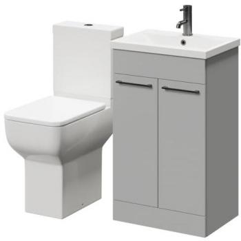Alessio Dual Door Vanity with Comfort Height Toilet – 500 mm, Gloss Grey Pearl