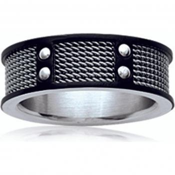 Anello 'Peaceful' in acciaio nero argento