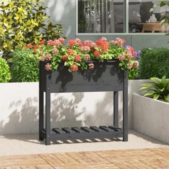 Jardinière design pour balcon et patio, étagères incluses, bois pin gris
