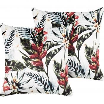 EDELWEISS 2-Pack Multicolor Leaf Pattern Cushions 45 x 45 cm