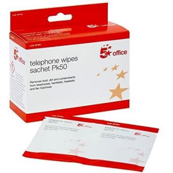 Office Cleaning Wipe Sachets for Telephone Bactericidal Pack 50 907921