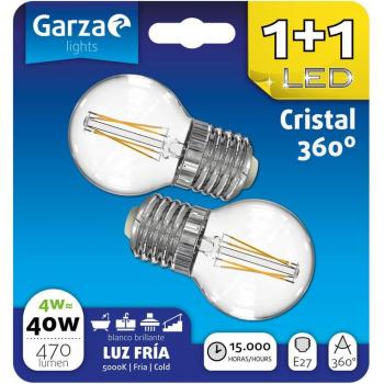 Pack 2 Bombillas Garza Esféricas LED 4W E27 Luz Fría