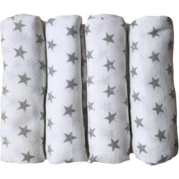4 Piece Baby Swaddle and Towel Set: Cotton Muslin Diapers and Nursing Cover (70x70 cm)