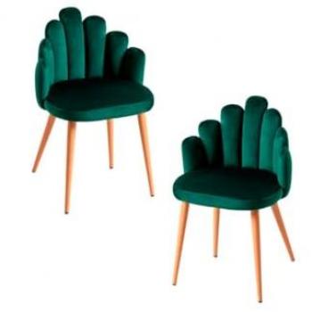 Pack 2 Sillas Comedor Hand Terciopelo Verde