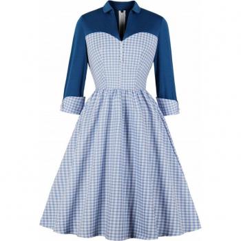 Vestido Swing Retro de Otoño Invierno con Manga 3/4