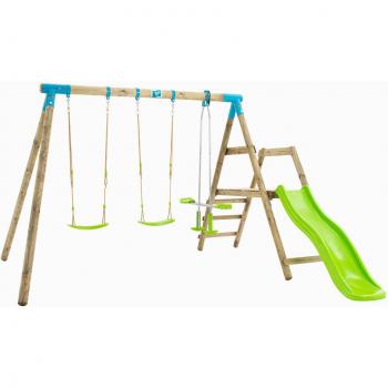 Structure de jeux en bois TP Toys avec 3 balançoires et toboggan