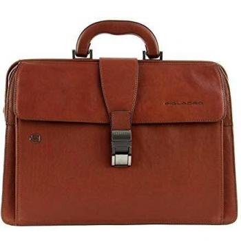 Piquadro Brown Leather Laptop Bag for Men ONE SIZE