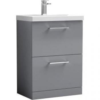 Nuie Arno Satin Grey 2 Drawer Vanity Unit & Basin