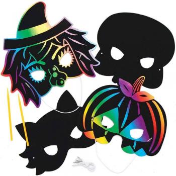 Halloween Scratch Art Masks (8 Unique Designs)
