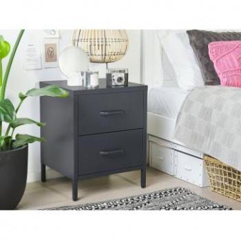Beliani Grigio Nocturno – Mesa de Noche Metálica