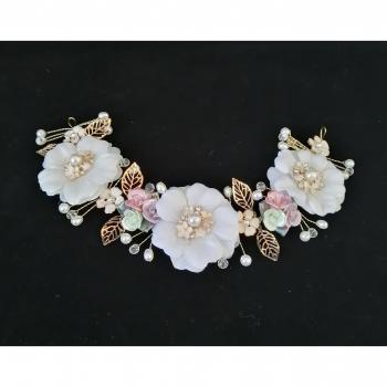 Tiara de lujo para novias con peine y anillo de boda