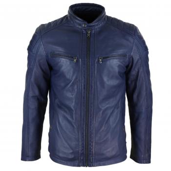 Chaqueta Hombre Infinity: Cuero Real, Biker con Cremallera Inteligente