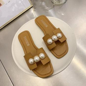 Pantoufles plates en cuir PU pour femmes