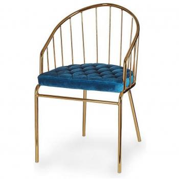 Silla de Comedor Dorado Azul Barras