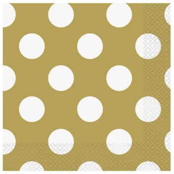 Shiny Gold Polka Dot Lunch Napkins (Pack of 16)