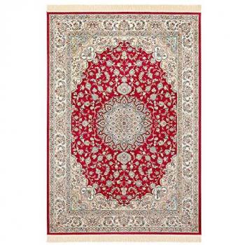 NOURISTAN Antik Nain Orientalischer Teppich mit Fransen, rechteckig, 5 mm Höhe für Wohnzimmer, Schlafzimmer und Esszimmer