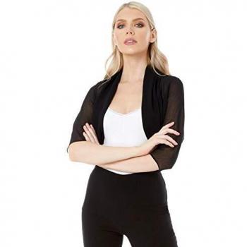 Romantic Black Chiffon Bolero Shrug – Ladies Ruched Hem Cover‑Up Cardigan, Size 10
