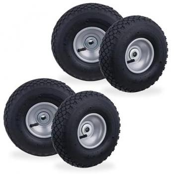 4‑Pack Wheelbarrow Tyre Set – Inflatable, 3.00–4, 100 kg Max, 16 mm Hub, Black/Grey