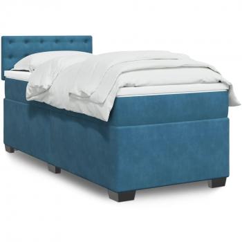VidaXL Bett mit Matratze Dunkelblau 80x200 cm Samt