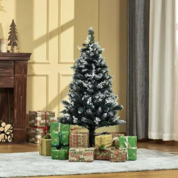 Christmas Tree with Faux Snow and LED Lights
