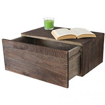 Étagère murale Dinant, tiroir, 21x46x30cm, brun foncé, style vintage shabby