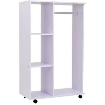 Portant à vêtements blanc avec espace penderie et roulettes