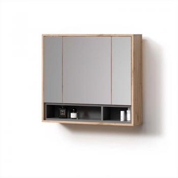 Specchio e Contenitore Bagno Rovere Antracite 80x72 Livinity Temo