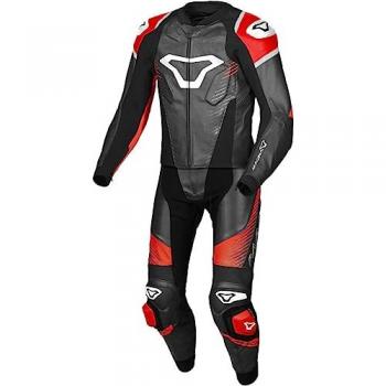 Macna Tronniq tuta in pelle moto due pezzi traforata Nero Rosso 54