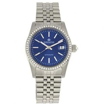 Empress Constance Automatic Silver Stainless Steel Bracelet Watch with Date and Crystal Surround