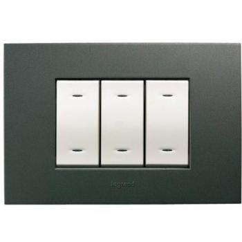 Placca Antracite 3 Moduli Legrand Vela Quadra