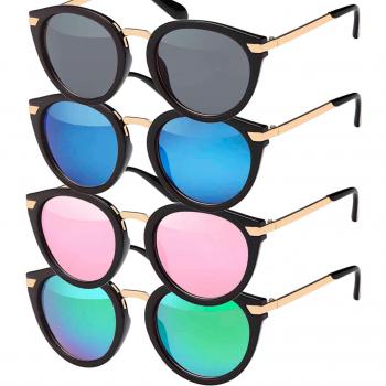 Ópticas de sol retro femeninas tamaño único azul