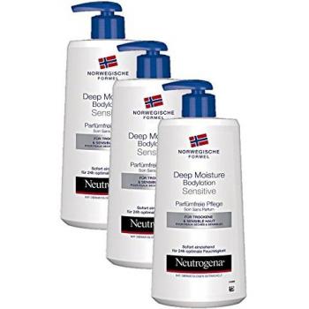 Neutrogena Norwegische Formel Bodylotion Sensitive – 3×400 ml, parfümfrei
