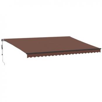 Auvent marron rétractable avec éclairage LED 500x350 cm