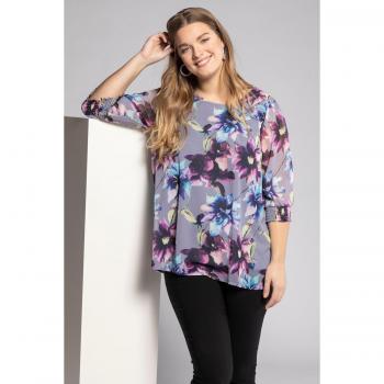 Blusa a strati in chiffon con maniche a 3/4, Donna, Bianco, Taglia: 56/58, Poliestere/Viscosa