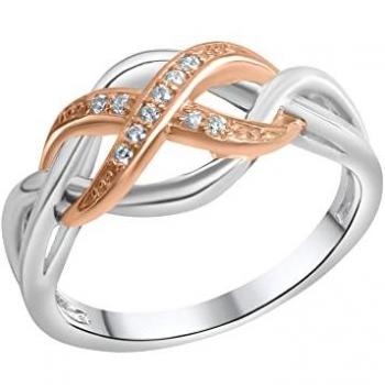 Fingerring ZEEME Silber 925 zweifarbig mit Unendlichkeits-Motiv Gr. 18