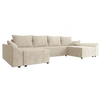 Ecksofa Peltata U Cord, 5-Sitzer mit Schlaffunktion und Bettkasten