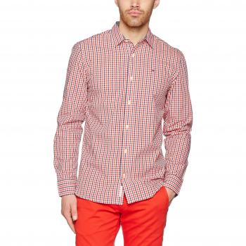 Camisa Hilfiger Denim de Manga Larga para Hombre, Rojo (High Risk Red), X-Large