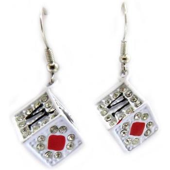 Boucles 'Dés de Chance' en Blanc Pur