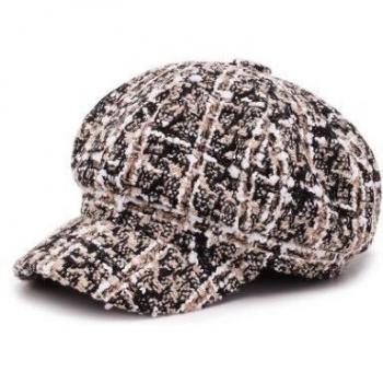 Autumn Winter Plaid Newsboy Hat for Women
