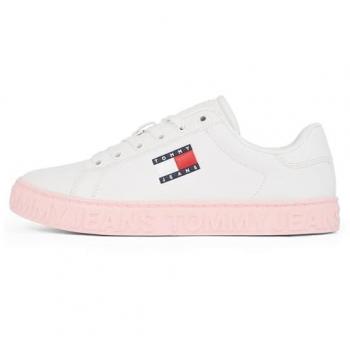 Tommy Jeans Damen Sneakers mit Logo Outsole in Weiß/Rosa